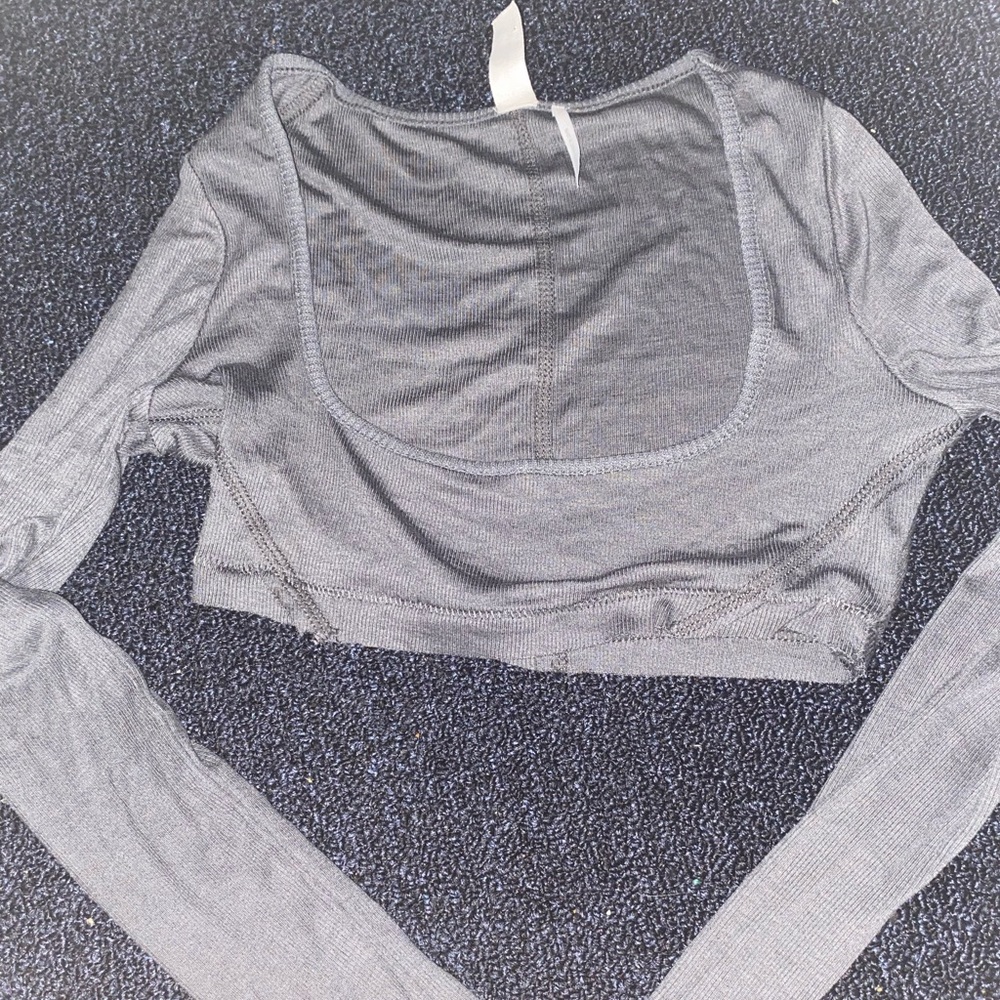 UO long sleeve lounge super crop top square neck top
